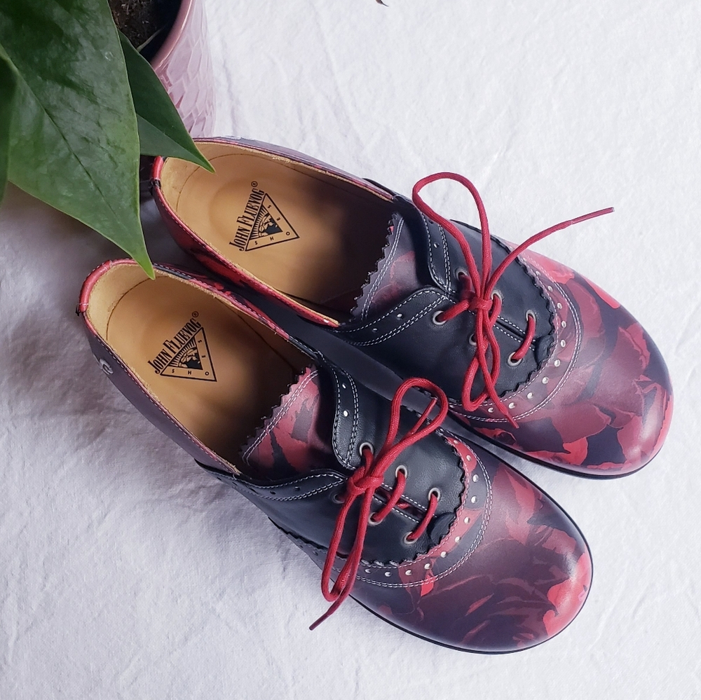 John Fluevog Erika Discontinued Brogued Oxford Shoe